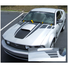 2005-09 Mustang Hood Bulge with Spears and Faders Decal Kit