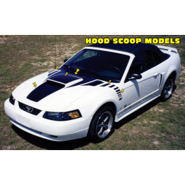 1999-04 Mustang GT Boss Claw Hood Faders Square Nose Decal - Scoop