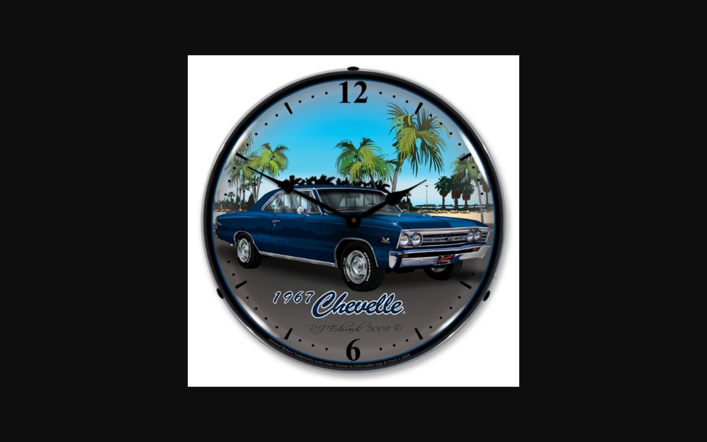 1967-1967 Chevrolet Chevelle LED Clock. Beach Blue