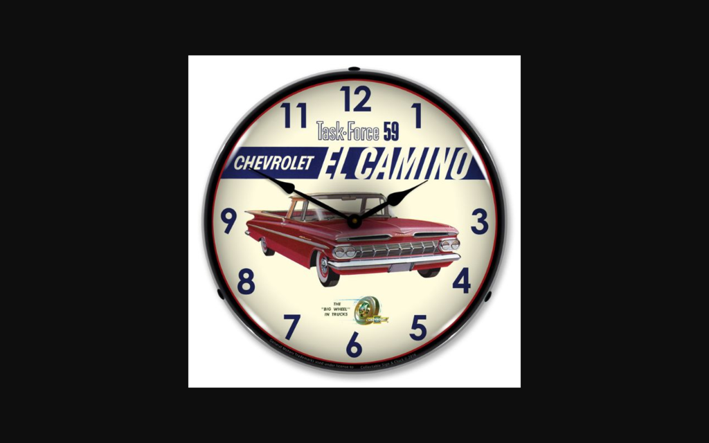 1959-1959 Chevrolet El Camino LED Clock. Red