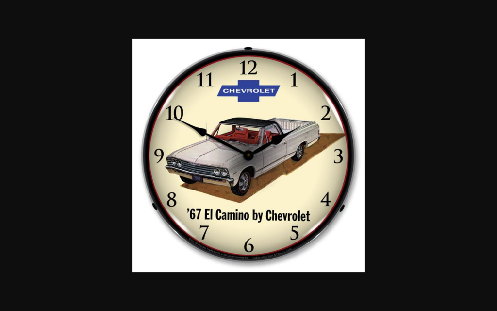 1967-1967 Chevrolet El Camino LED Clock. White