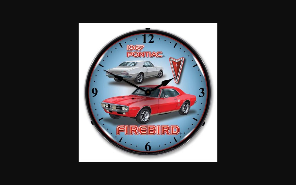 1967-1967 Pontiac Firebird LED Clock. Red & White