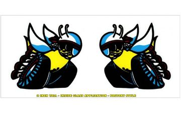 Show details for 1970 Dodge R/T Scat Pack Window Bee Decals Set - 2" Tall - Inside Application Picture of 1970 Dodge R/T Scat Pack Window Bee Decals Set - 2" Tall - Inside Application