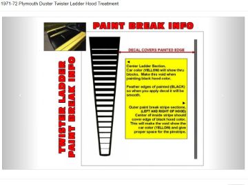 Show details for 1971 1972 Plymouth Duster Twister Ladder Hood Treatment Stripes Picture of 1971 1972 Plymouth Duster Twister Ladder Hood Treatment Stripes