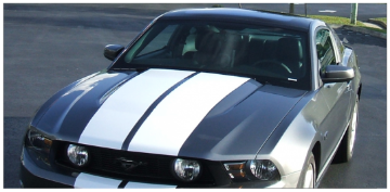 Show details for 2010-12 Mustang Lemans Racing Stripes - Tapered - Glass Roof - Low Wing - No Scoop Picture of 2010-12 Mustang Lemans Racing Stripes - Tapered - Glass Roof - Low Wing - No Scoop