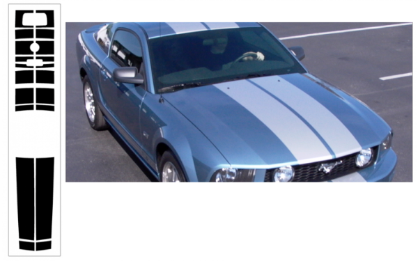 Picture of 2005-09 Mustang Lemans Racing Stripe Kit - Low Wing - Convertible