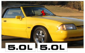 Show details for 1987-93 Mustang Hood Cowl Decal Set - 5.0L Picture of 1987-93 Mustang Hood Cowl Decal Set - 5.0L