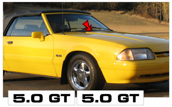 Picture of 1987-93 Mustang Hood Cowl Decal Set - 5.0 GT