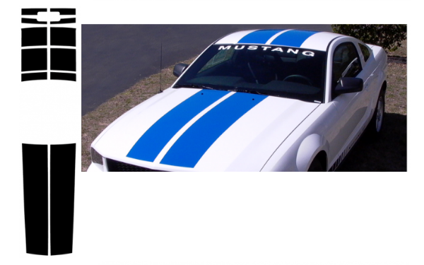 Picture of 2005-09 Mustang Lemans Racing Stripe Kit - Low Wing - Convertible