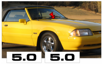 Show details for 1987-93 Mustang Hood Cowl Decal Set - 5.0 Picture of 1987-93 Mustang Hood Cowl Decal Set - 5.0