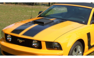 Show details for 2005-09 Mustang Dual Hood Stripe with Pinstripes Decal Kit Picture of 2005-09 Mustang Dual Hood Stripe with Pinstripes Decal Kit