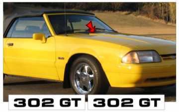 Show details for 1987-93 Mustang Hood Cowl Decal Set - 302 GT Picture of 1987-93 Mustang Hood Cowl Decal Set - 302 GT