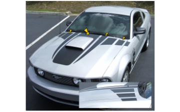 Show details for 2005-09 Mustang Hood Bulge with Spears and Faders Decal Kit Picture of 2005-09 Mustang Hood Bulge with Spears and Faders Decal Kit