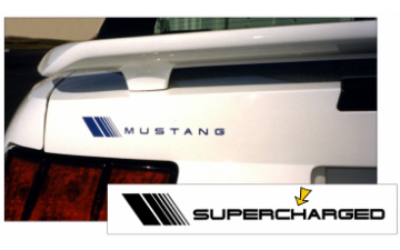 Show details for Mustang Fader Trunk Decal - Supercharged Name Picture of Mustang Fader Trunk Decal - Supercharged Name
