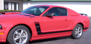 Show details for 2005-09 Mustang Boss Style L Side Stripe Kit - Fender Emblems Picture of 2005-09 Mustang Boss Style L Side Stripe Kit - Fender Emblems