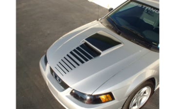 Show details for 1999-04 Mustang GT - Fade Hood Stripe Kit with Scoop Blackout Picture of 1999-04 Mustang GT - Fade Hood Stripe Kit with Scoop Blackout