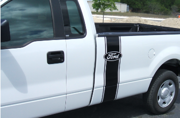 Show details for 2005-07 Ford Vertical Bed Stripe - FORD Logo Picture of 2005-07 Ford Vertical Bed Stripe - FORD Logo