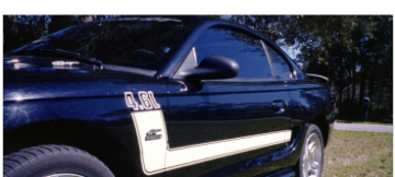 Show details for 1994-98 Mustang Boss Style Side Stripe Kit - 5.0L Numeral Picture of 1994-98 Mustang Boss Style Side Stripe Kit - 5.0L Numeral