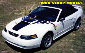 Show details for 1999-04 Mustang GT Boss Claw Hood Faders Square Nose Decal - Scoop Picture of 1999-04 Mustang GT Boss Claw Hood Faders Square Nose Decal - Scoop