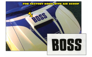 Show details for 1999-04 Boss Decal for Raised Hood Scoop - Boss Name Picture of 1999-04 Boss Decal for Raised Hood Scoop - Boss Name