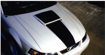 Show details for 1999-04 Mustang GT Solid Hood Stripe Kit with Scoop Blackout Picture of 1999-04 Mustang GT Solid Hood Stripe Kit with Scoop Blackout