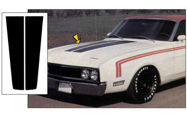 Picture of 1969 Mercury Cyclone Hood Stripe Kit - Long Nose - No Hood Scoop
