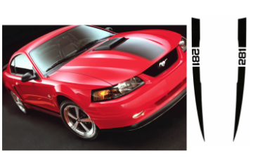 Show details for 2003-04 Mustang Mach 1 Hood Spear Stripe Kit - 281 Numeral Picture of 2003-04 Mustang Mach 1 Hood Spear Stripe Kit - 281 Numeral
