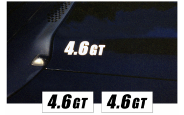 Show details for 1994-98 Mustang Hood Cowl Decal Set - 4.6 GT Name Picture of 1994-98 Mustang Hood Cowl Decal Set - 4.6 GT Name