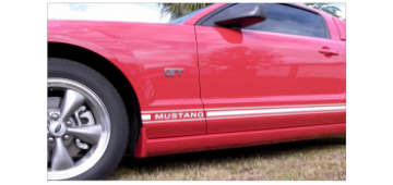 Show details for 2005-09 Mustang Lower Rocker Stripe kit - Style 2 Block - Mustang Name Picture of 2005-09 Mustang Lower Rocker Stripe kit - Style 2 Block - Mustang Name