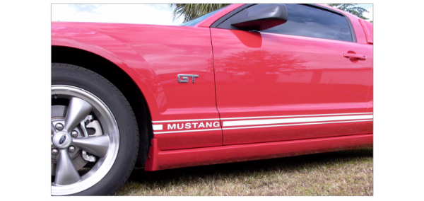Picture of 2005-09 Mustang Lower Rocker Stripe kit - Style 2 Block - Mustang Name