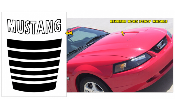 Picture of 2004 Mustang Fader Hood Insert Decal with Mustang Name - Reverse Scoop
