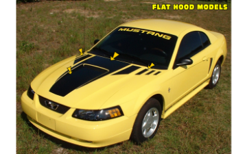 Show details for 1999-03 Mustang Claw Hood & Faders & Square Nose Decal Kit - Flat Hood Picture of 1999-03 Mustang Claw Hood & Faders & Square Nose Decal Kit - Flat Hood