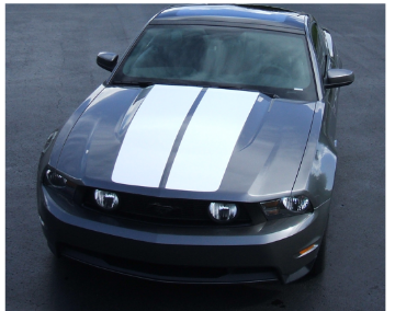 Show details for 2010-12 Mustang - Dual Hood Stripes - Rounded Corners - No Hood Scoop Picture of 2010-12 Mustang - Dual Hood Stripes - Rounded Corners - No Hood Scoop