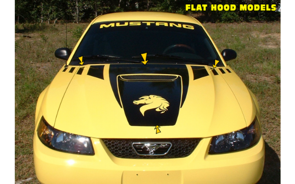 Picture of 1999-03 Mustang Claw Hood & Faders & Square Nose & Horse Head Decal