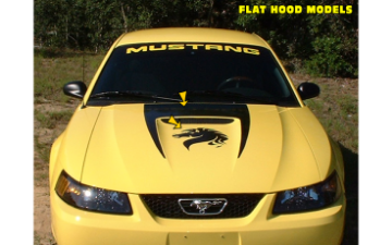 Show details for 1999-03 Mustang Claw Hood with Horse Head Decal Kit - Flat Hood Picture of 1999-03 Mustang Claw Hood with Horse Head Decal Kit - Flat Hood