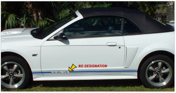 Show details for Mustang Lower Rocker Side Stripes - No Designation Picture of Mustang Lower Rocker Side Stripes - No Designation