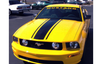 Show details for 2005-09 Mustang Boss Style Hood Triple Center Stripe Kit Picture of 2005-09 Mustang Boss Style Hood Triple Center Stripe Kit