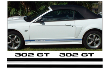 Show details for Mustang Lower Rocker Side Stripes - 302 GT Designation Picture of Mustang Lower Rocker Side Stripes - 302 GT Designation