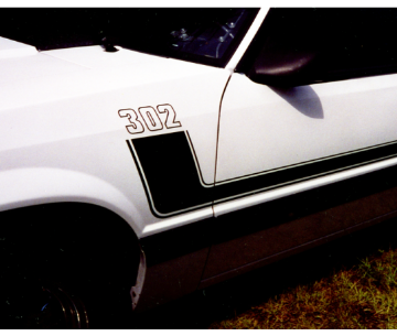 Show details for 1979-93 Mustang Side L-Stripe kit - 302 Numeral Picture of 1979-93 Mustang Side L-Stripe kit - 302 Numeral