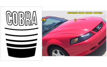 Show details for 1999-02 Mustang Fader Hood Insert Decal - Cobra Name - Reverse Scoop Picture of 1999-02 Mustang Fader Hood Insert Decal - Cobra Name - Reverse Scoop