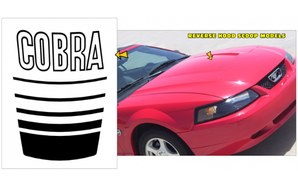 Picture of 1999-02 Mustang Fader Hood Insert Decal - Cobra Name - Reverse Scoop