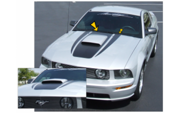 Show details for 2005-09 Mustang Hood Bulge with Spears Decal Kit Picture of 2005-09 Mustang Hood Bulge with Spears Decal Kit