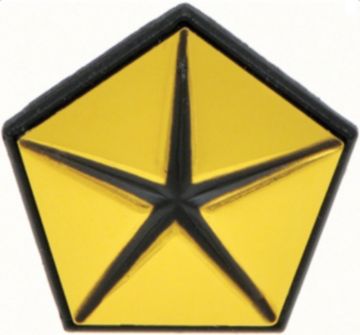 Show details for 1962-1972 Mopar Penta Star Pentastar Fender Emblem Gold Picture of 1962-1972 Mopar Penta Star Pentastar Fender Emblem Gold