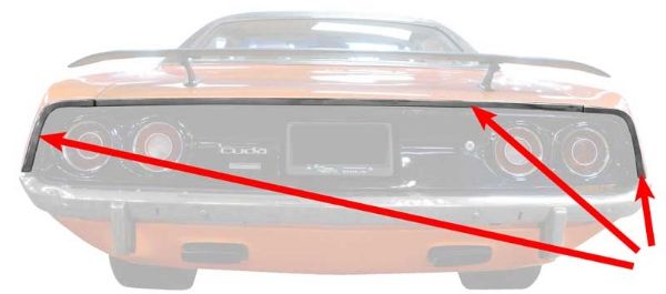 Picture of 1970-1974 Plymouth Barracuda Rear Tail Panel Trim - 3 piece package