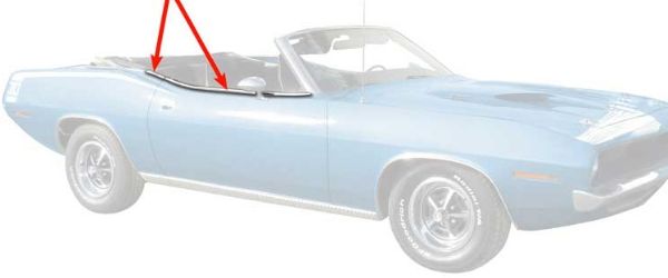 Picture of 1970-1974 Convertible Barracuda Door Top Edge Trim Moldings Pair  Anodized Aluminum