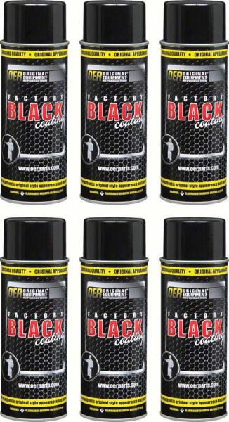 Picture of "Factory Black" Low Gloss Black Paint Case of 6 - 16 Oz Aerosol Can 