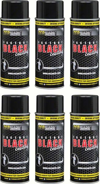 Picture of "Factory Black" High Gloss Black Paint Case of 6 -16 Oz Aerosol Cans 