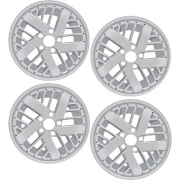 Show details for 16" X 8" Hi-Tech Deep-Dish Turbo Wheel Set - (2) 0mm & (2)16mm Offset - Silver Insets  Picture of 16" X 8" Hi-Tech Deep-Dish Turbo Wheel Set - (2) 0mm & (2)16mm Offset - Silver Insets