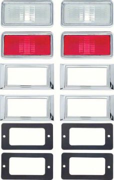 Show details for 1968 Camaro, Nova, Full Size Wagon Side Marker Lamp Kit With Clear / Red Lenes Without Engine Size  Picture of 1968 Camaro, Nova, Full Size Wagon Side Marker Lamp Kit With Clear / Red Lenes Without Engine Size
