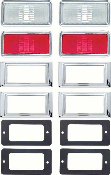 Picture of 1968 Camaro, Nova, Full Size Wagon Side Marker Lamp Kit With Clear / Red Lenes Without Engine Size 